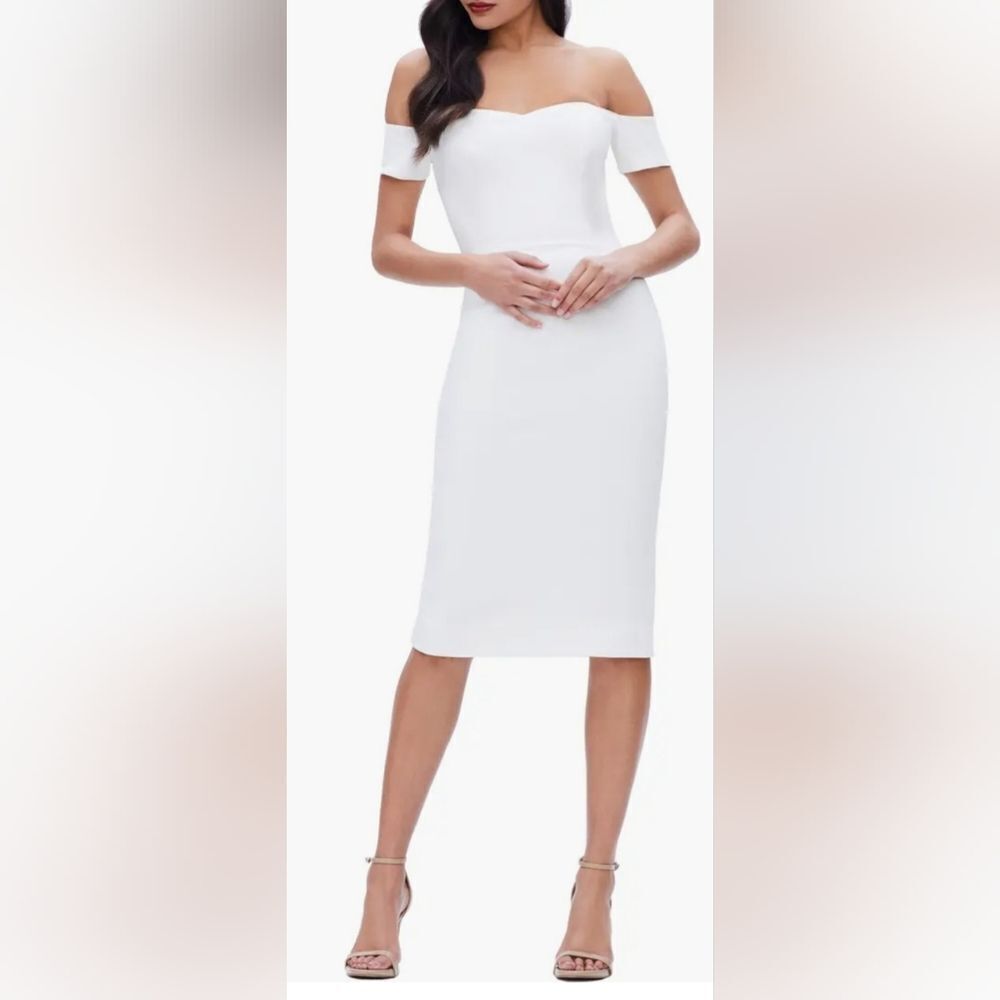 Dress The Population Bailey Off the Shoulder Body-Con Dress NWT Size  XXL White